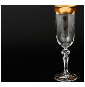 Бокалы для шампанского 150 мл 6 шт  Star Crystal "Кристина /Матовая полоса /золото" SC  / 119985