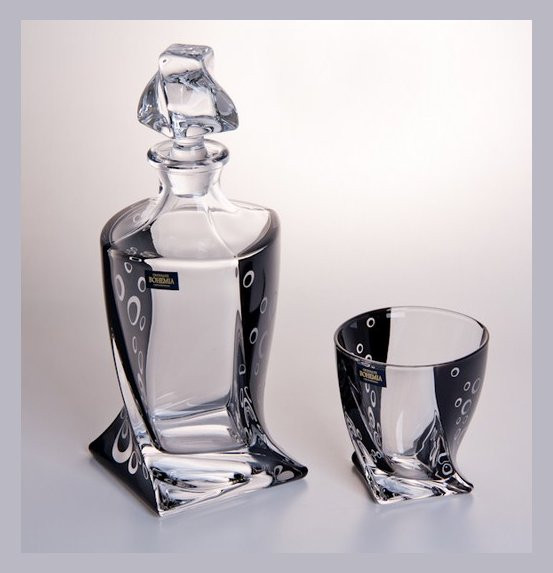 Набор для виски 7 предметов (графин 850 мл + 6 стаканов по 340 мл)  Crystalite Bohemia &quot;Квадро /48194&quot; / 046329