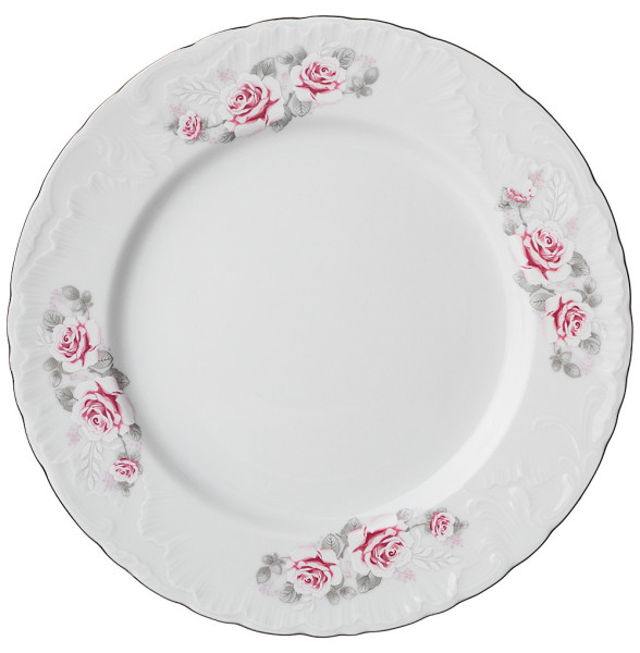 Набор тарелок 25 см 6 шт  Cmielow &quot;Рококо /Серая роза /платина&quot; / 264423