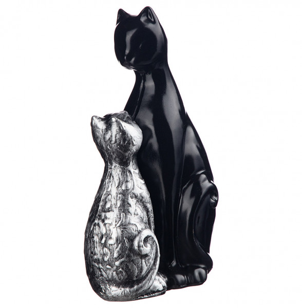 Фигурка 16 х 25,5 см  ИП Шихмурадов &quot;Кошка с котёнком&quot; /черный с серебром / 270294