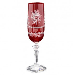 Бокалы для шампанского 180 мл 6 шт красные  Crystalite Bohemia "Мирель /Резные цветные" / 108543