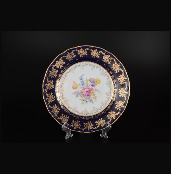 Набор тарелок 25 см 6 шт  Bohemia Porcelan Moritz Zdekauer 1810 s.r.o. &quot;Офелия /Кобальт /Полевой цветок&quot; / 039088