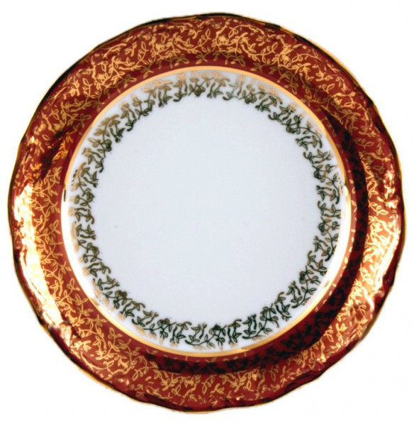 Набор тарелок 19 см 6 шт  МаМ декор &quot;Фредерика /Золотые листики на красном&quot; / 006510