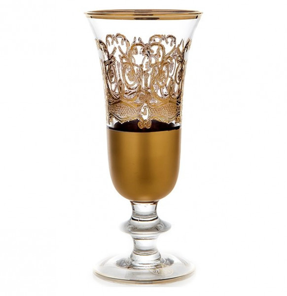 Бокалы для шампанского 6 шт на низкой ножке  RCR Cristalleria Italiana SpA &quot;Timon /Золотой узор&quot; / 118231