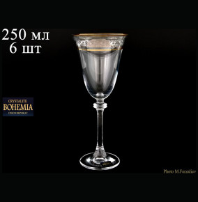 Бокалы для красного вина 250 мл 6 шт  Crystalite Bohemia "Александра /Цветочный узор на платине" / 036348