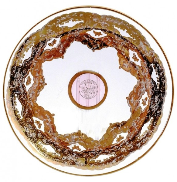 Блюдце 15 см 1 шт  RCR Cristalleria Italiana SpA &quot;Timon /Розовое с золотом&quot; / 156144