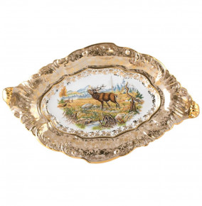 Блюдо 48,5 см овальное  Royal Czech Porcelain "Музейная /Охота бежевая" / 203556