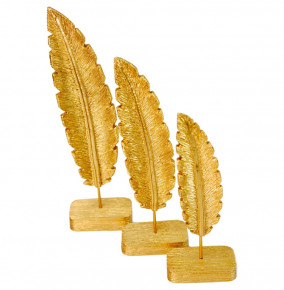 Набор статуэток 3 шт (30 x 9 / 26 x 8 /22 x 7 см) золотой  O.M.S. Collection "Листья" / 294517