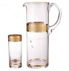 Набор для воды 7 предметов (кувшин 1,5 л + 6 стаканов)  Bohemia "Матовая полоса /золото" B-G / 113522