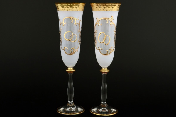 Бокалы для шампанского 190 мл 2 шт  Crystalex CZ s.r.o. &quot;Анжела /Свадебные /Антик золото&quot; / 052971