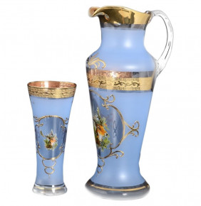 Набор для воды 7 предметов (кувшин 1,5 л + 6 стаканов)  Bohemia "Иксовка /Охота синяя" B-G / 114845
