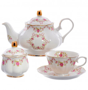 Чайный сервиз на 6 персон 14 предметов (без молочника)  Royal Classics "Розовый цветок" / 155521