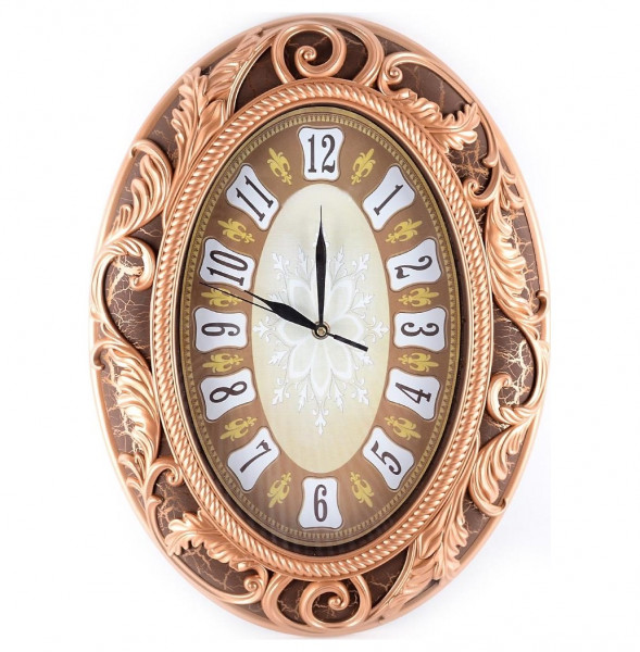 Часы настенные 45 х 34 х 5 см овальные коричневые &quot;Royal Classics /С золотым узором&quot; / 150554