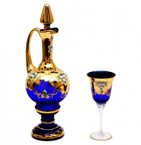 Набор для вина 7 предметов (графин + 6 бокалов) синий  Bohemia "Винный винтаж" / 084990