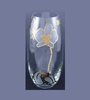 Ваза для цветов 25 см прозрачная  Egermann "Матовые цветы с золотой обводкой" / 018869