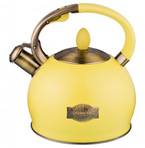Чайник 3 л со свистком термоаккумулирующее дно индукция желтый "Agness" / 200222