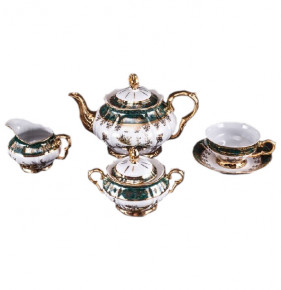 Чайный сервиз на 6 персон 15 предметов  Bohemia Porcelan Moritz Zdekauer 1810 s.r.o. "ГР /Охота зелёная" / 038376