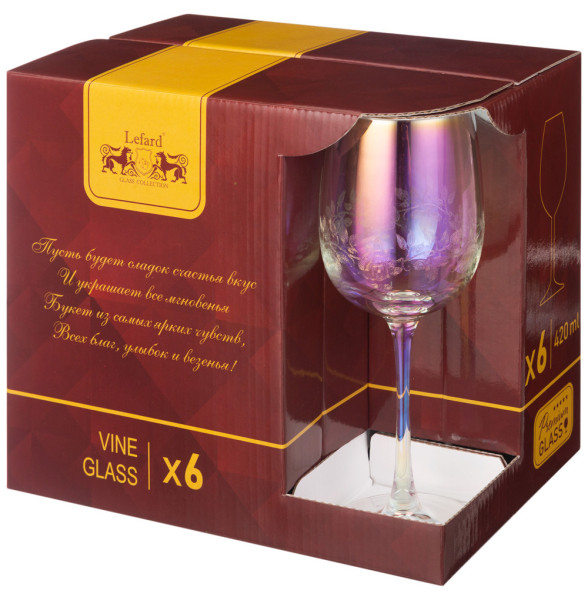 Бокал для белого вина 420 мл 6 шт  LEFARD &quot;Flower /Лиловая дымка&quot; / 328016