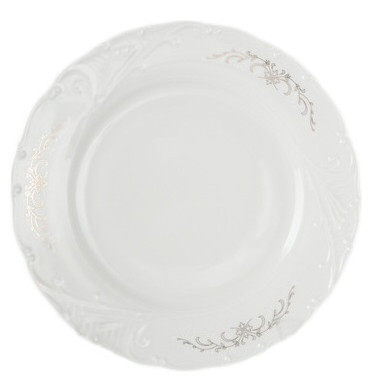 Набор тарелок 19 см 6 шт  Bohemia Porcelan Moritz Zdekauer 1810 s.r.o. &quot;Лиана /Серый орнамент /отводка платина&quot; / 051012