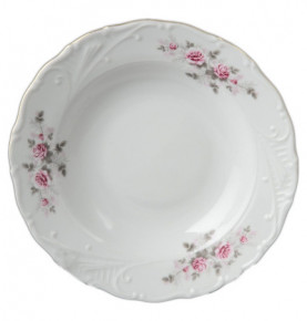 Набор тарелок 23 см 6 шт глубокие  Bohemia Porcelan Moritz Zdekauer 1810 s.r.o. "Лиана /Серая роза /отводка золото" / 050984