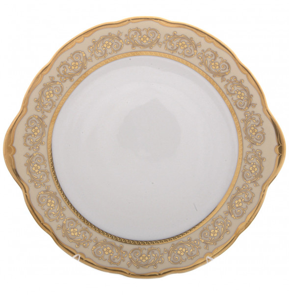 Пирожковая тарелка 27 см  Bavarian Porcelain &quot;Мария-Тереза /Цветочная роспись /Бежевая&quot; / 277841