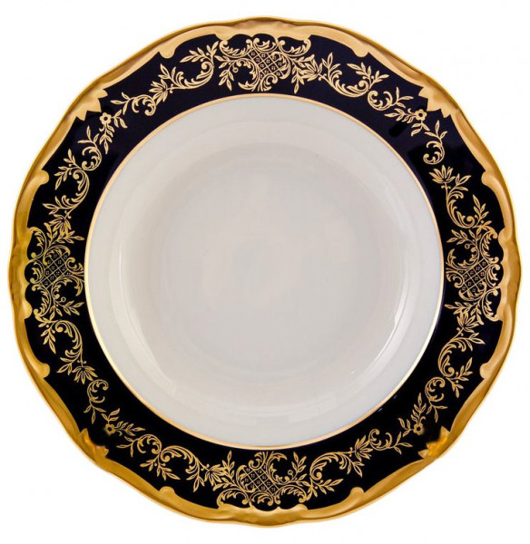 Набор тарелок 22 см 6 шт глубокие  Weimar Porzellan &quot;Ювел /Синий с золотым узором&quot; / 047102