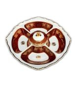 Менажница 5-ти секционная  Royal Czech Porcelain &quot;Офелия /Золотая роза /Красная&quot; / 204807
