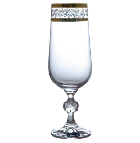 Бокал для шампанского 180 мл 1 шт  Crystalite Bohemia &quot;Клаудия /Золотые листики&quot; / 339614