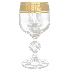 Бокалы для белого вина 150 мл 6 шт  Crystalite Bohemia "Клаудия /Цветочный узор на золоте" / 147185