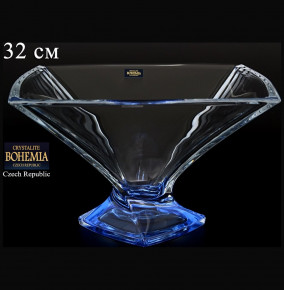 Ваза для фруктов 32 см н/н  Crystalite Bohemia "Квадро /Синее дно" / 080393