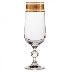 Бокал для шампанского 180 мл 1 шт  Crystalite Bohemia "Клаудия /Цветочный узор на золоте" / 155909