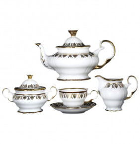 Чайный сервиз на 6 персон 15 предметов  Bohemia Porcelan Moritz Zdekauer 1810 s.r.o. "Анжелика /Золотые узоры" / 045659