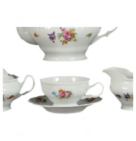 Набор чайных пар 230 мл 6 шт низкие  Bohemia Porcelan Moritz Zdekauer 1810 s.r.o. "Лиана /Весенний букет" / 046551