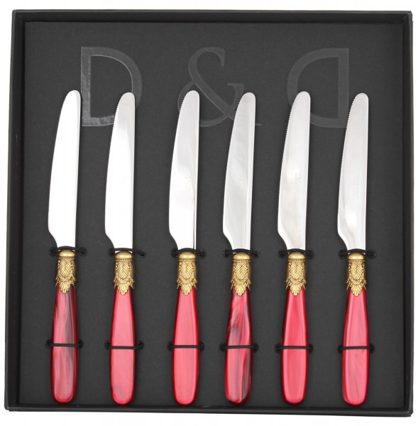 Столовые приборы 6 предметов Десертные ножи  Domus Design &quot;D&amp;D /Ишиа&quot; цвет бордовой жемчужины / 301358