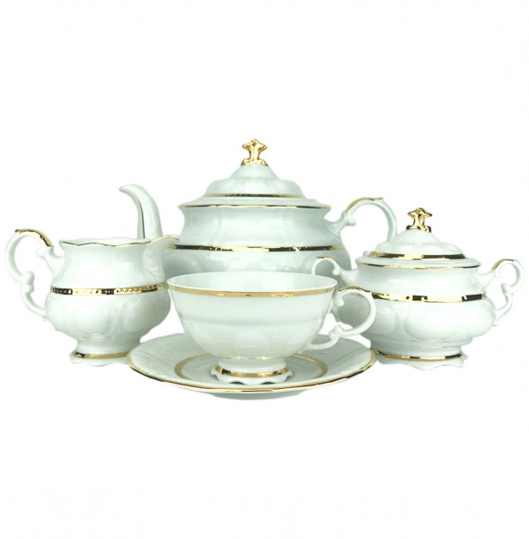 Чайный сервиз на 6 персон 15 предметов  Leander &quot;Соната /Золотой ободок&quot; / 253752