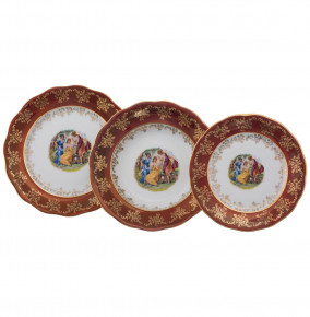 Набор тарелок 18 предметов (19, 23, 25 см)  Royal Czech Porcelain "Аляска /Мадонна красная" / 204739