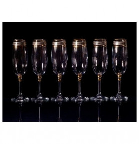 Бокалы для шампанского 190 мл 6 шт  Crystalex CZ s.r.o. "Оливия /Платиновая полоса с золотом" / 132117