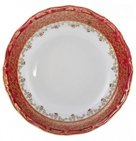 Салатник 24 см  Royal Czech Porcelain "Мария-Тереза /Красная /Золотые листики" / 204374