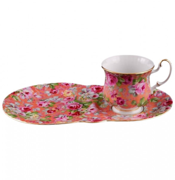 Чайный набор для завтрака 250 мл на 1 персону 2 предмета  Leander &quot;Моника /Мелкие розочки /розовая&quot; / 158161