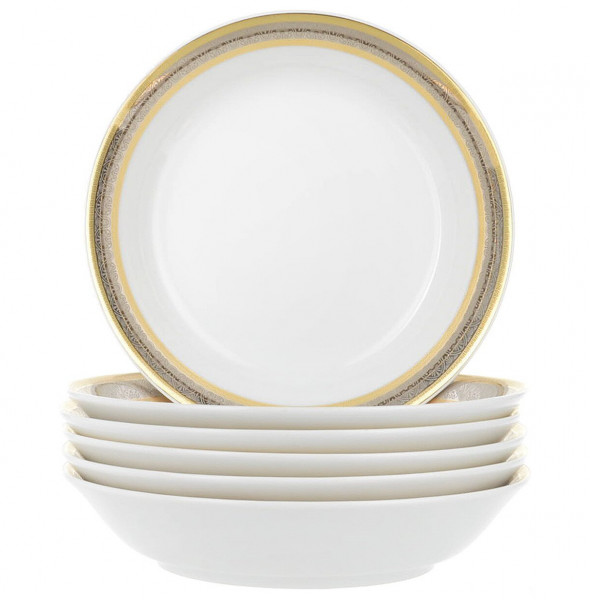 Тарелка для супа 19 см 1 шт глубокая  Thun &quot;Опал /Платина с золотом&quot; / 245756