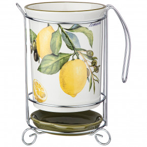 Подставка для кухонных приборов 10,5 х 10,5 х 16 см  Agness "Лимоны" / 256632