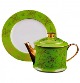 Заварочный чайник 400 мл  Leander "Виндзор /Золотые цветы /салатовый" / 158681